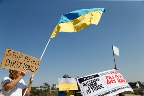 Protesters at the BRICS Summit struggle to keep Ukraine war in the spotlight